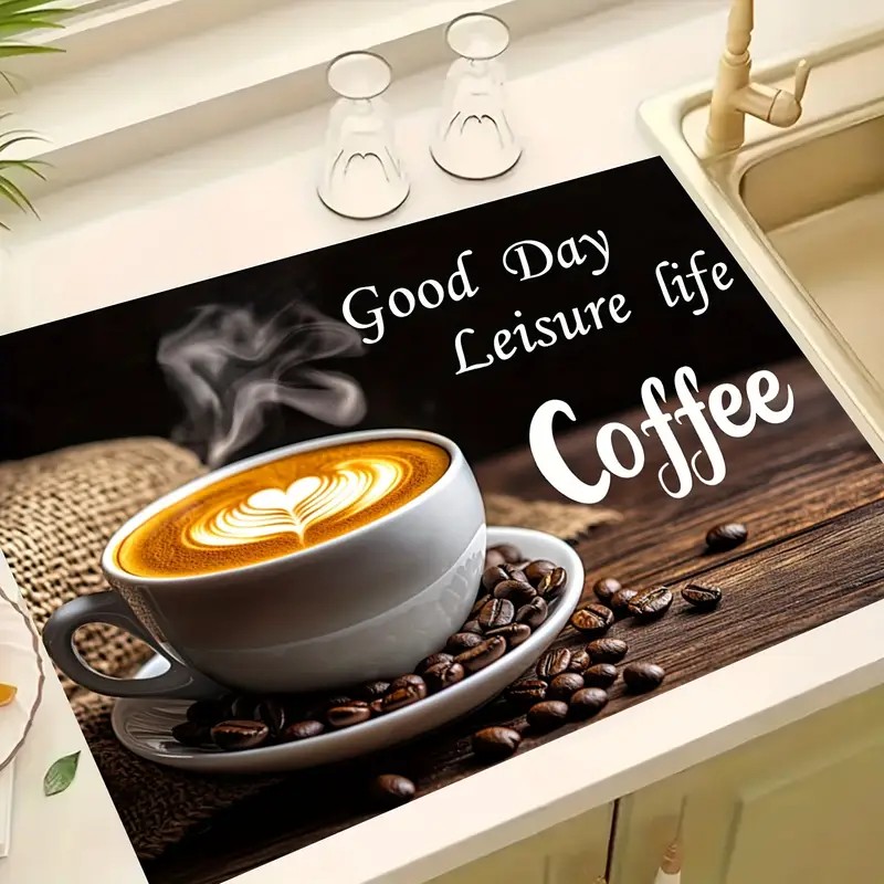 Classic Coffee Design Dish Dry - Bar Mat Rubber ulasan dan harga