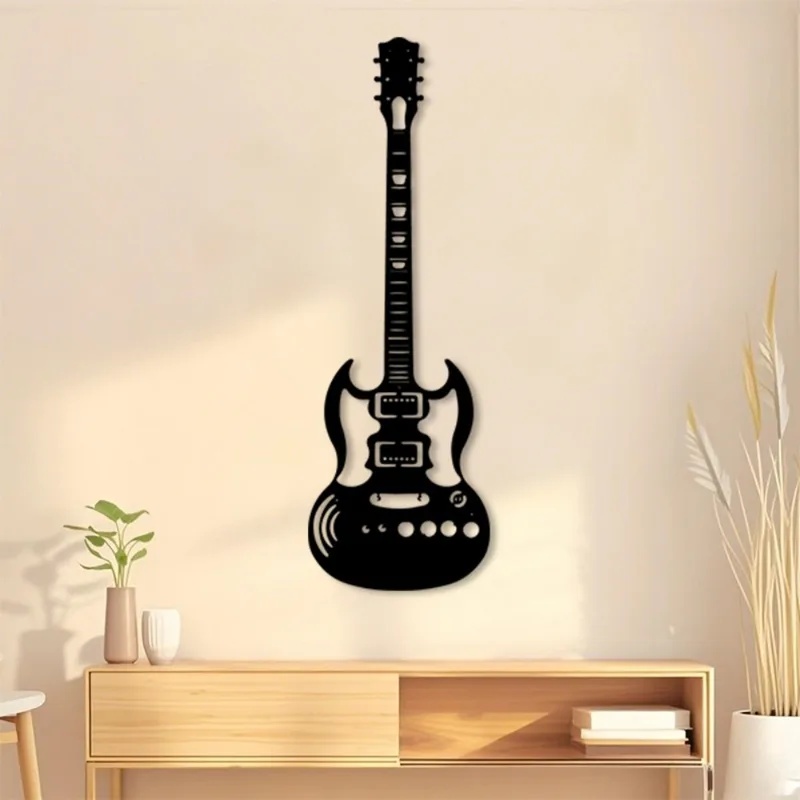Brand 3D Metal Guitar Wall Art - Home Bar Lounge ulasan dan harga