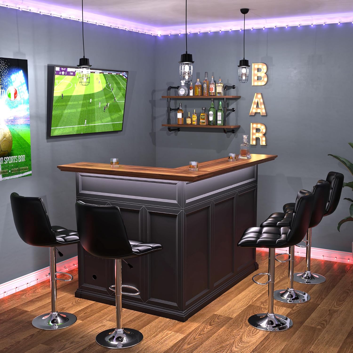 L-Shaped Home Bar Cabinet with - Home Bar Lounge ulasan dan harga